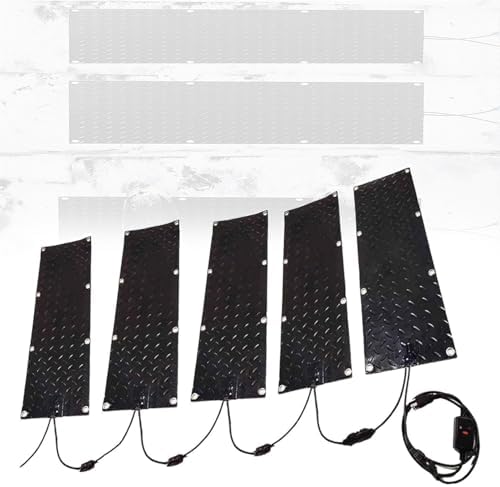Heated Snow Melting Mats for Entrances, No-Slip Heating Stair Mats with 5ft Power Cord, Outdoor Mats for Winter Snow Removal, 5 Pieces-10 * 15in/25.4 * 38.1cm
