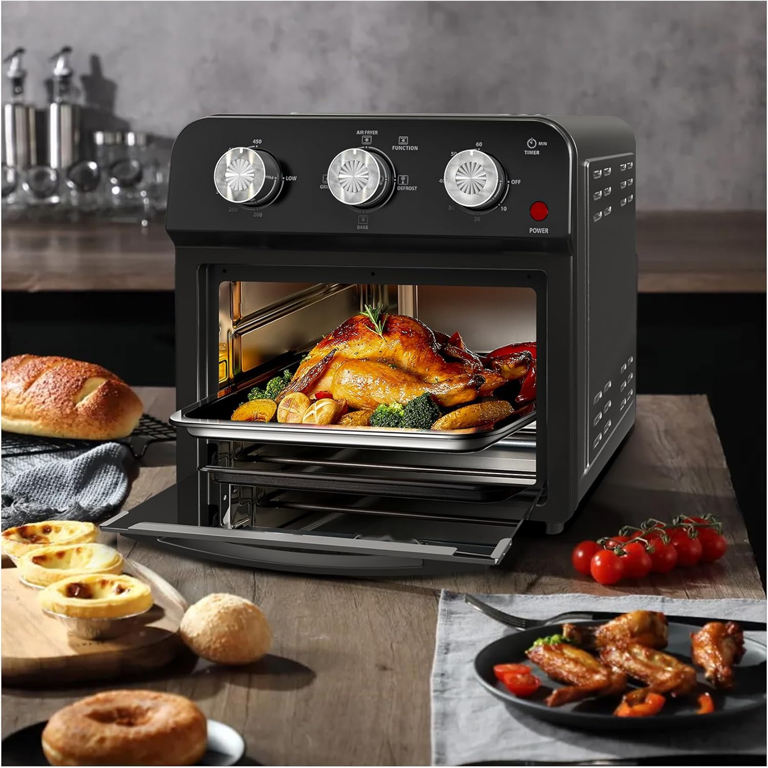 12.5 Quart Air Fryer Toaster Oven - 1500W 7-in-1 Multifunction Convection Oven