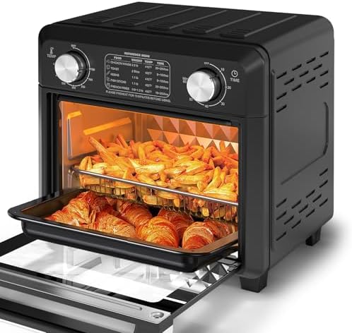 11QT Compact 2-Slice Air Fryer Toaster Oven, 1500W Convection Countertop Oven with Reference Menus, Adjustable Time & Temperature, Ideal for Singles & Couples, Black