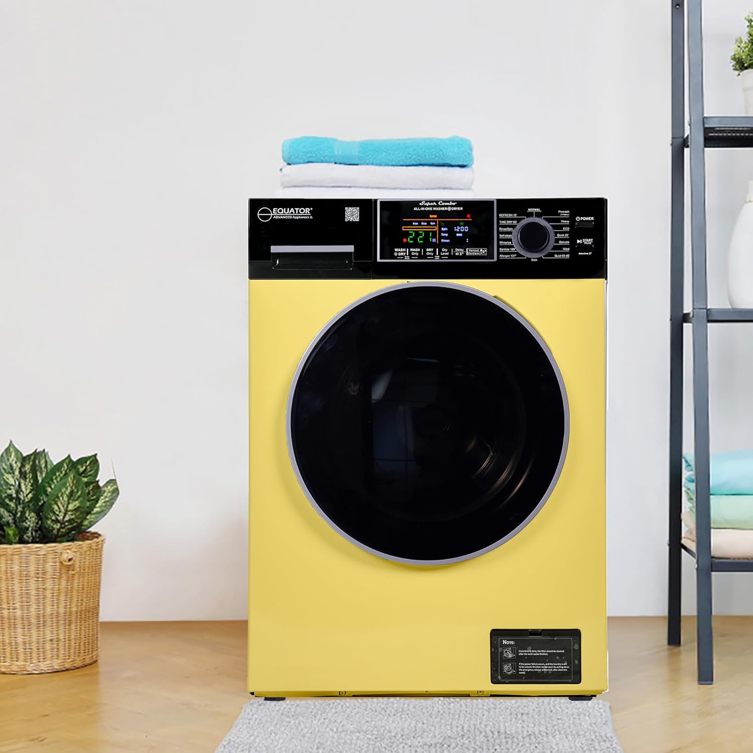 Equator All-In-One VENTED/VENTLESS Washer-Dryer 1.9cf/18lb 1400RPM 110V (Yellow/Black)