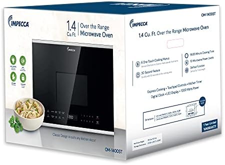Impecca 24-inch Over the Range Microwave Oven with 2-Speed Vent System, LED Lighting, Child Safety Lock, Auto Defrost Function, 1.4-Cub.Ft/1000W Capacity, Stainless Steel, 6 Pre-Set Menus Included