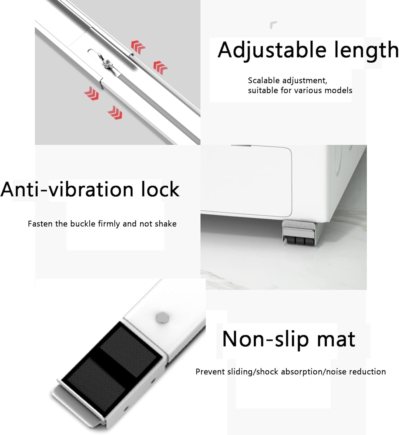 Washer Dryer Pedestal, Portable Wwashing Machine Stand, Home Appliances Mini Fridge Cart, Movable Adjustable Base, Roller Telescopic Furniture Dolly, with Locking, Capacity 660 Lbs ( Color : Silver )