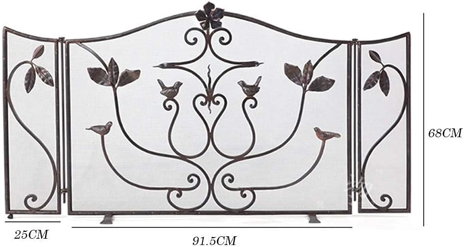 Fireplace Screen Guard, Heavy Duty Fireplace Screen, Foldable Safety Fire Guard for Open Fires Spark，Extending Extendable Free-Standing 3-fold Surroun