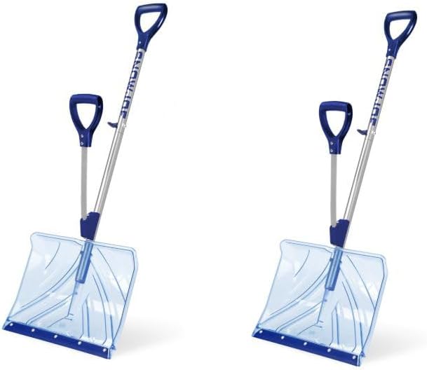 Snow Joe Shovelution SJ-SHLV02 | 2 Pack | Strain-Reducing Shatter-Resistant Polycarbonate Snow Shovel | W/Spring Assisted Handle | 18-inch (Renewed)