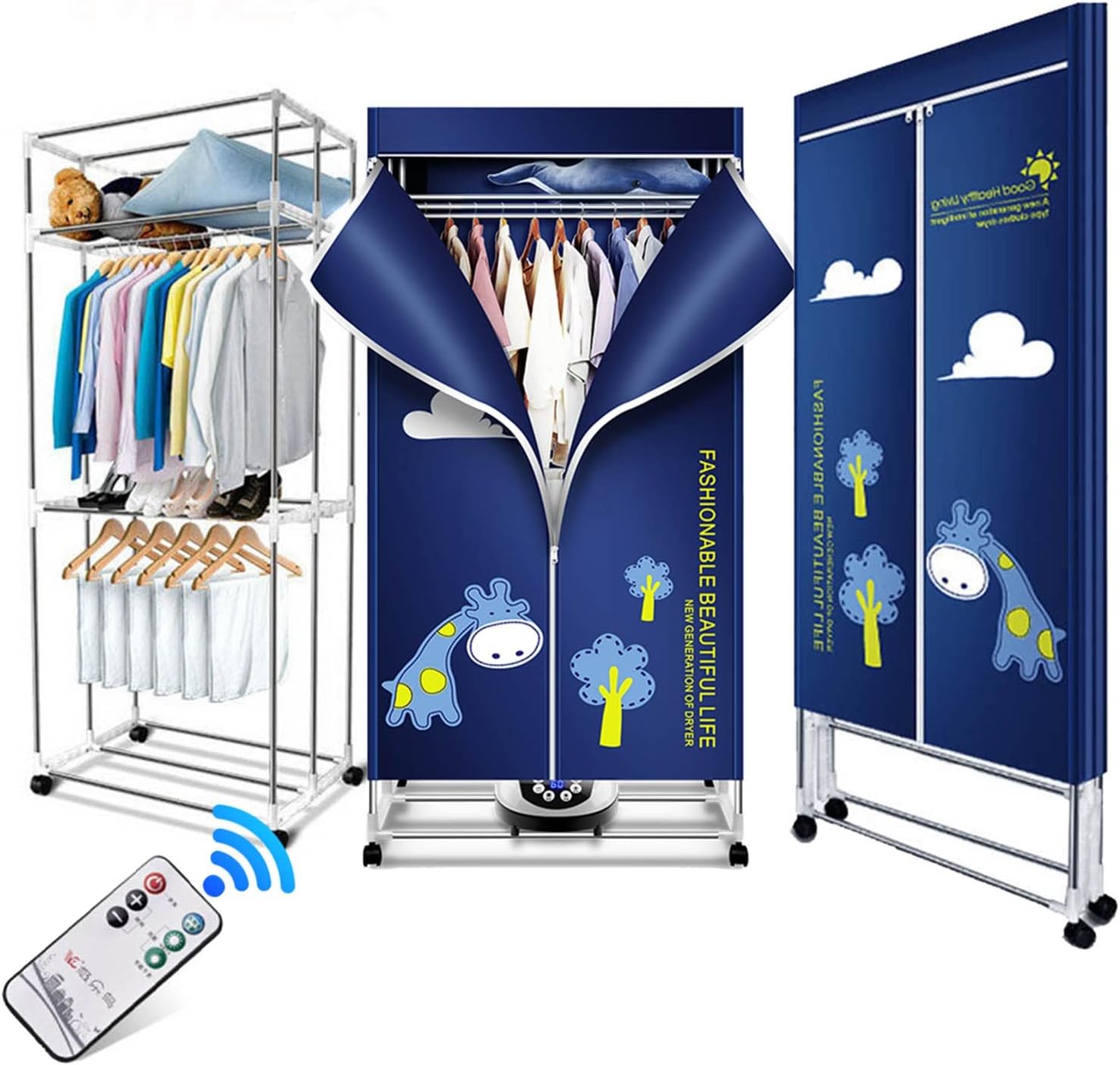 Electric Clothes Airer 1500W 2/3-Tier Portable Clothes Dryer Rack,Folding Electric Heated Laundry Drying Airer,Energy Saving with Remote Control for Apartment Home The New
