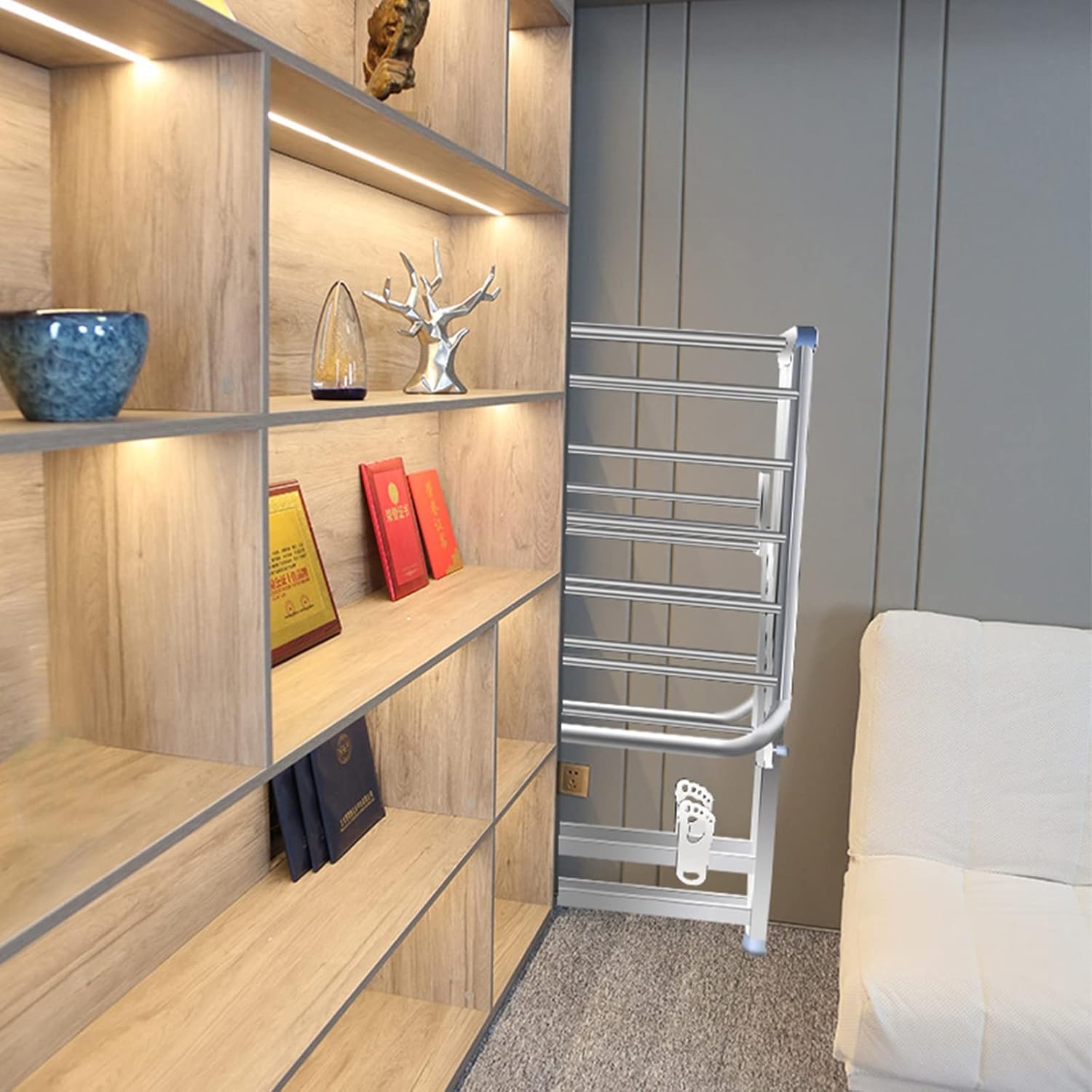 Energy Efficient Heated Clothes Dryer - 1.5m Folding Electric Airer for Bathroom & Laundry Room, Quick Drying Clothes Rack, Space-Saving Heated Drying Solution