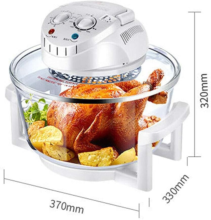 12L Convection Roaster Air Fryer Oven Turbo Electric Cooker Recipe 360° Heating,Infrared Convection, Halogen Oven Countertop, Cooking, Stainless Steel, Prepare Quick Healthy Meals White