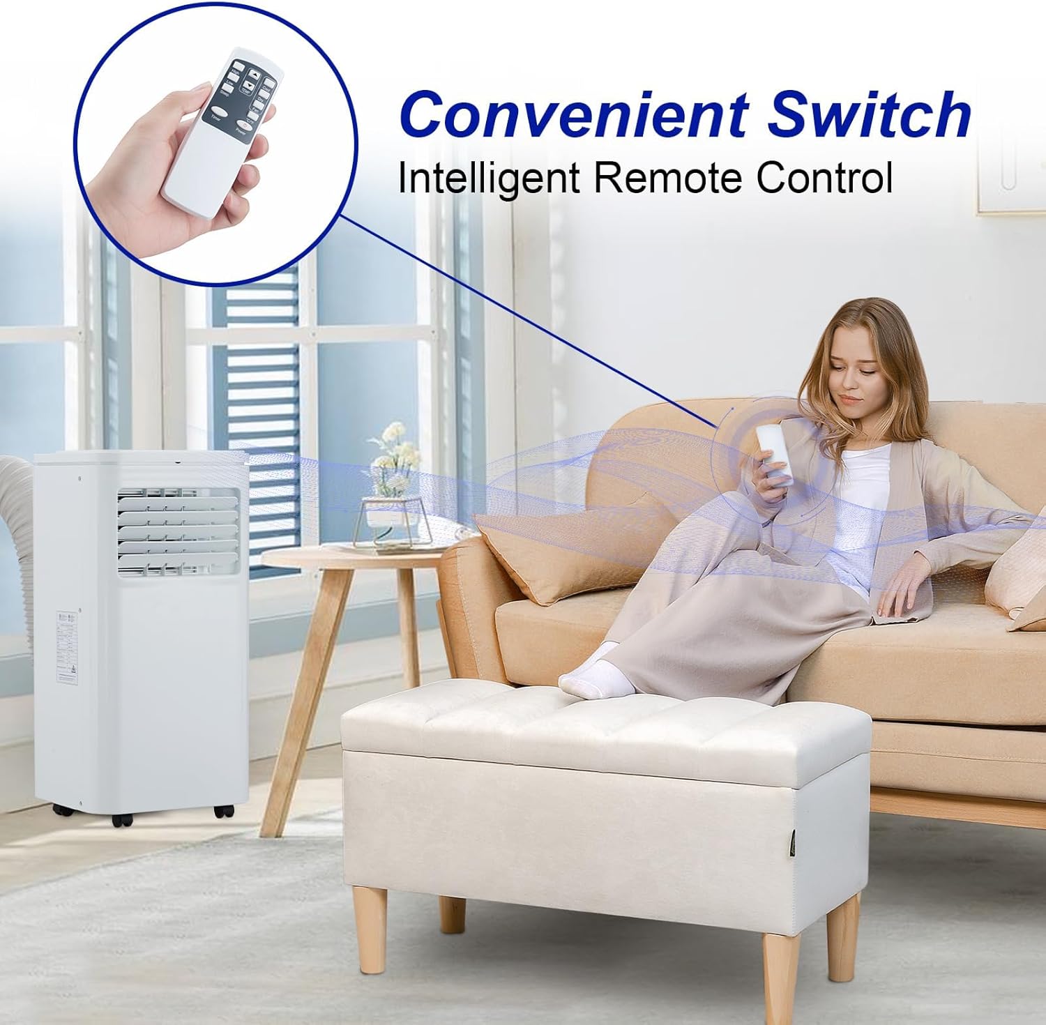 10000 BTU Portable Air Conditioner, AC Cooling for Room Spaces Up to 450sq. Ft, Quiet 4-IN-1 Portable Ac Unit With Dehumidifier Fan Function, Sleep Mode, Remote Control & 24H Timer for Bedroom, Room