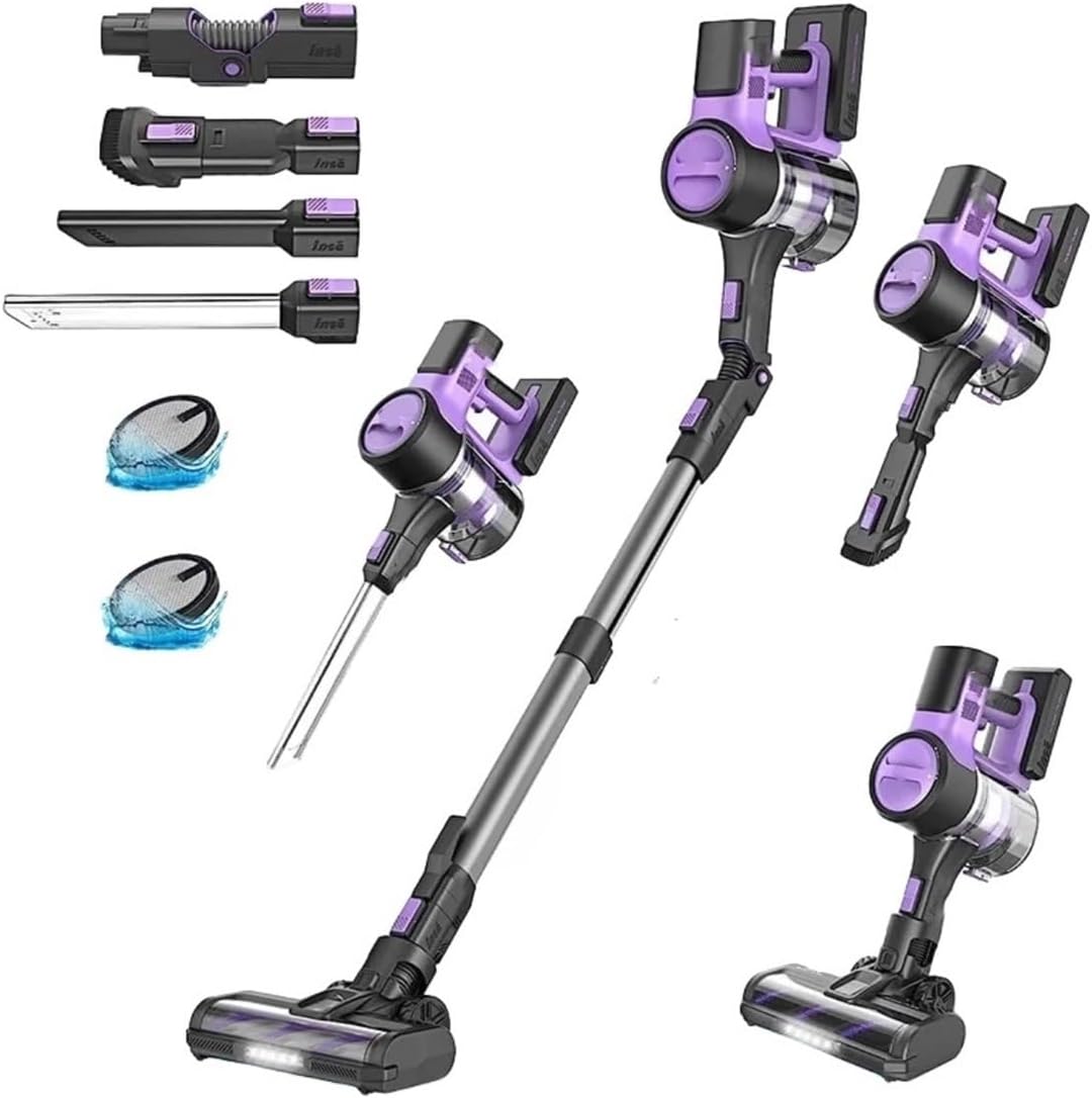 Cordless Vacuum Cleaner 30Kpa 350W Foldable Stick Vacuum Up to 50 Mins for Hardwood Floor Compatible with INSE S10