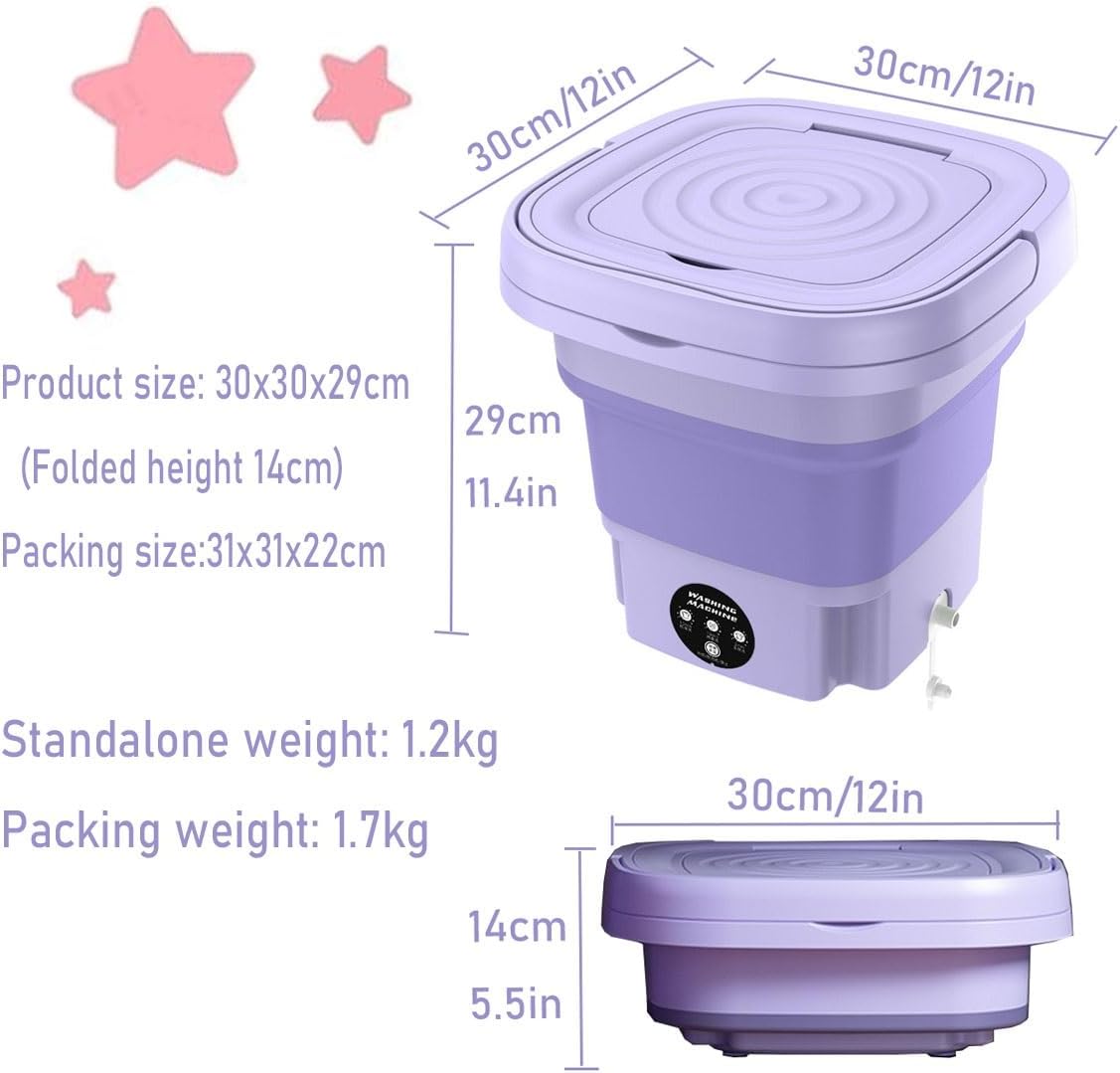 Generic 2 In 1 Portable Washing Machine 12x12x11.4in Foldable Upgraded Large Capacity Washer Suitable For Apartments, Dorm, Camping, RV, Travel Laundry(Green), FBKPPNPPB-8A29A0570437CB01FFE348E0701