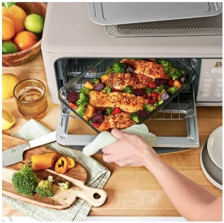 Beautiful Infrared Air Fry Toaster Oven, 9-Slice, 1800 W, by Drew Barrymore (Porcini Taupe)