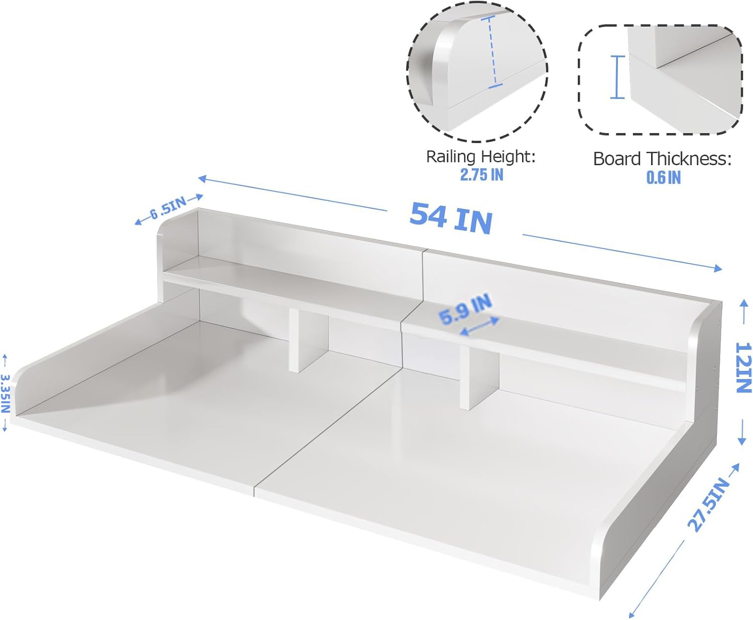 Montary 2-Tier Washer-Dryer Countertop Shelf Cover (54