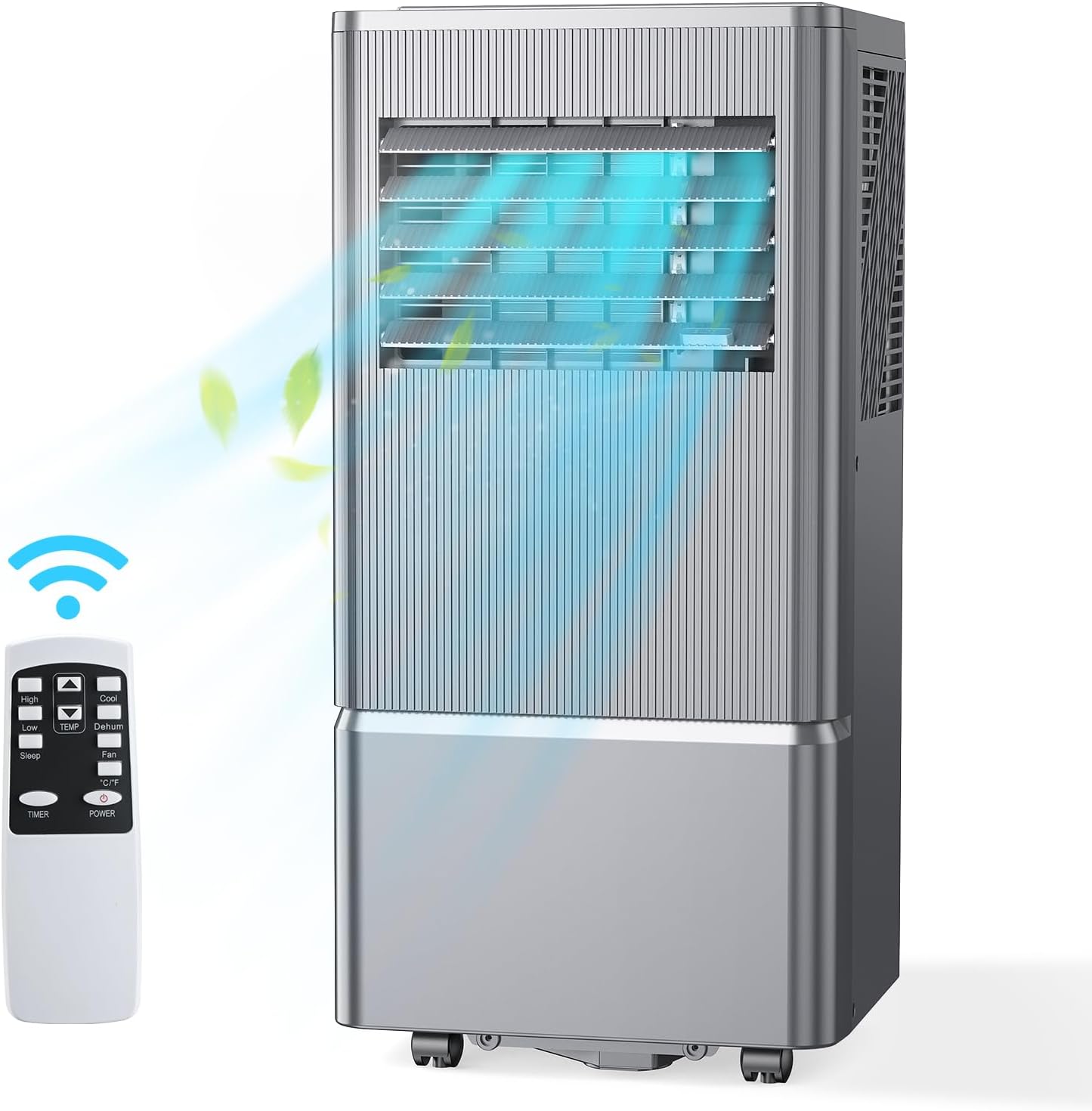 Air Choice Portable Air Conditioner, 10000 BTU Air Conditioner Portable for Room Up to 450 Sq.Ft, 24H Timer, 3-in-1 Quiet AC Unit, Dehumidifier, Fan, Remote, Window Kit Included, Metallic Grey