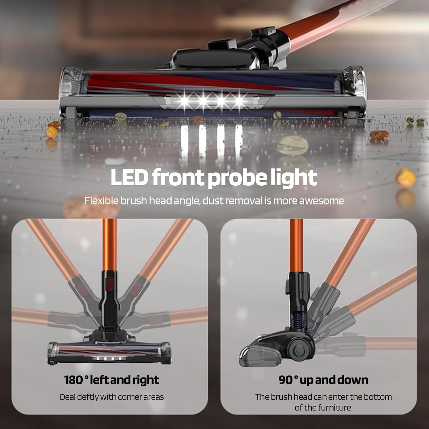 Cordless Vacuum Cleaner, 10Kpa Super Suction, 40min Runtime, 150W Stick Vacuum with High-Speed Motor and Detachable Battery, Rechargeable Vacuum Cleaner for Home Hardwood Floor Carpet Pet