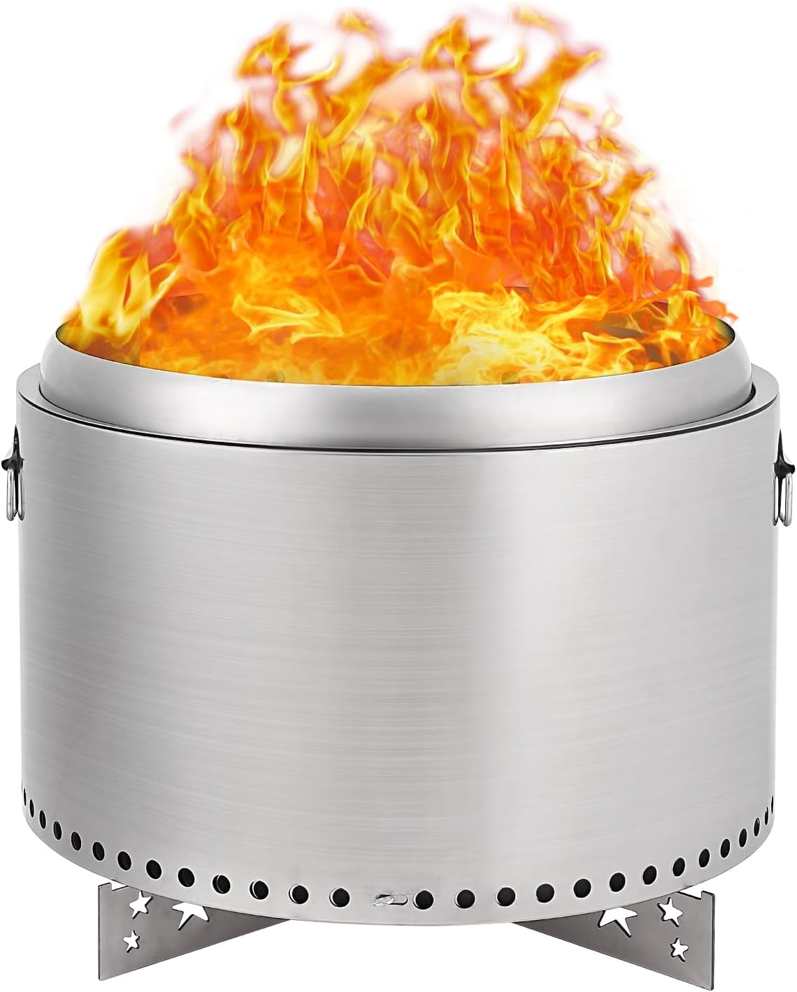 Smokeless Firepit 20.5Inch Portable Outdoor Fire Pit with Removable Ash Base, Stainless Steel Wood Burning Fireplace for Camping, Outside, Bonfire, Backyard and Patio