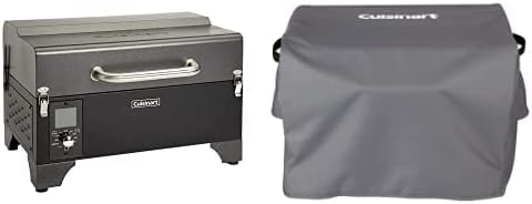 Cuisinart Smoker Bundle - Portable Wood Pellet Grill and Smoker - 256 sq. inch Cooking Space & Portable Pellet Grill Cover