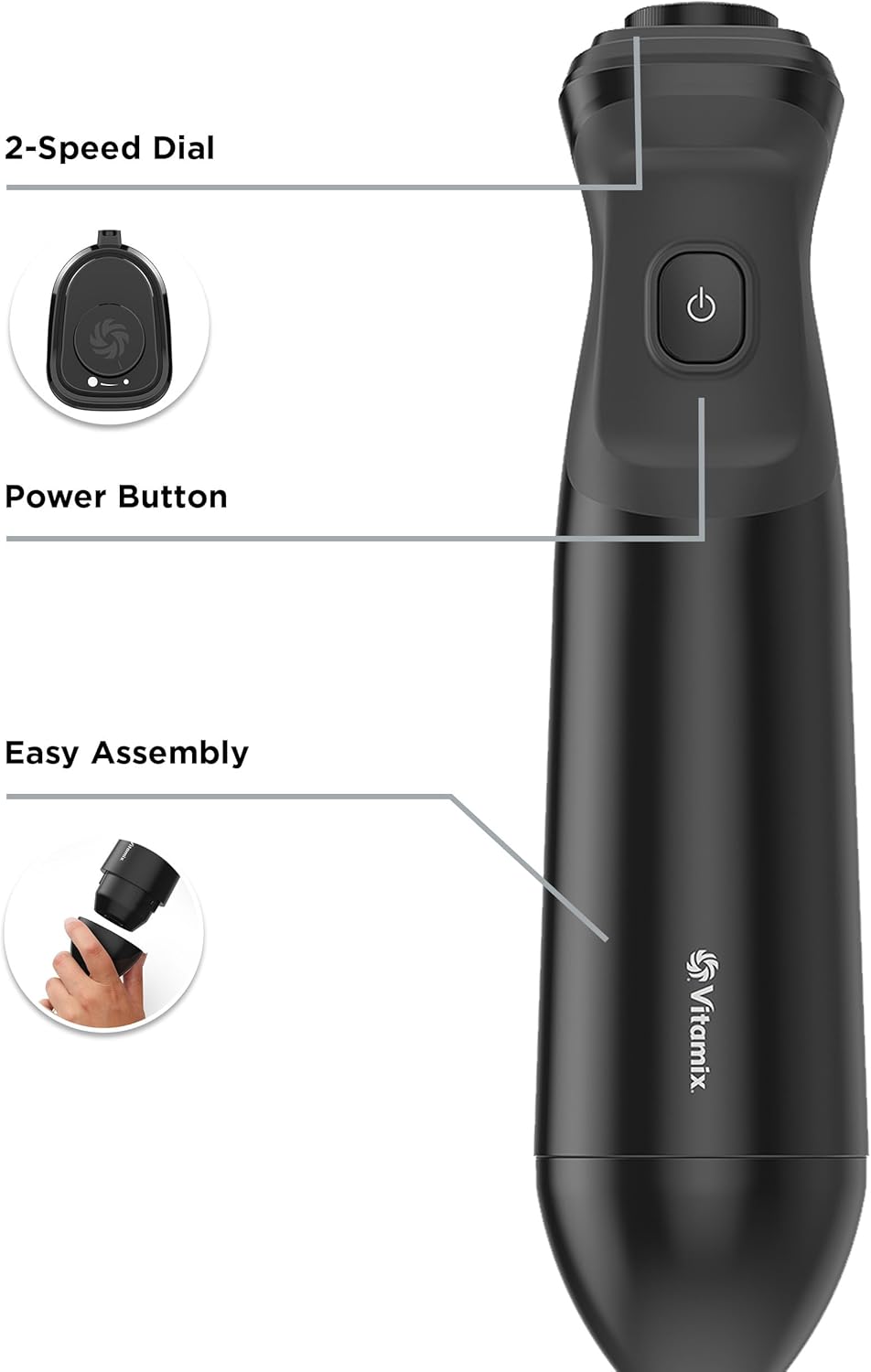 Vitamix 2-Speed Immersion Blender + Whisk, Black (Renewed)