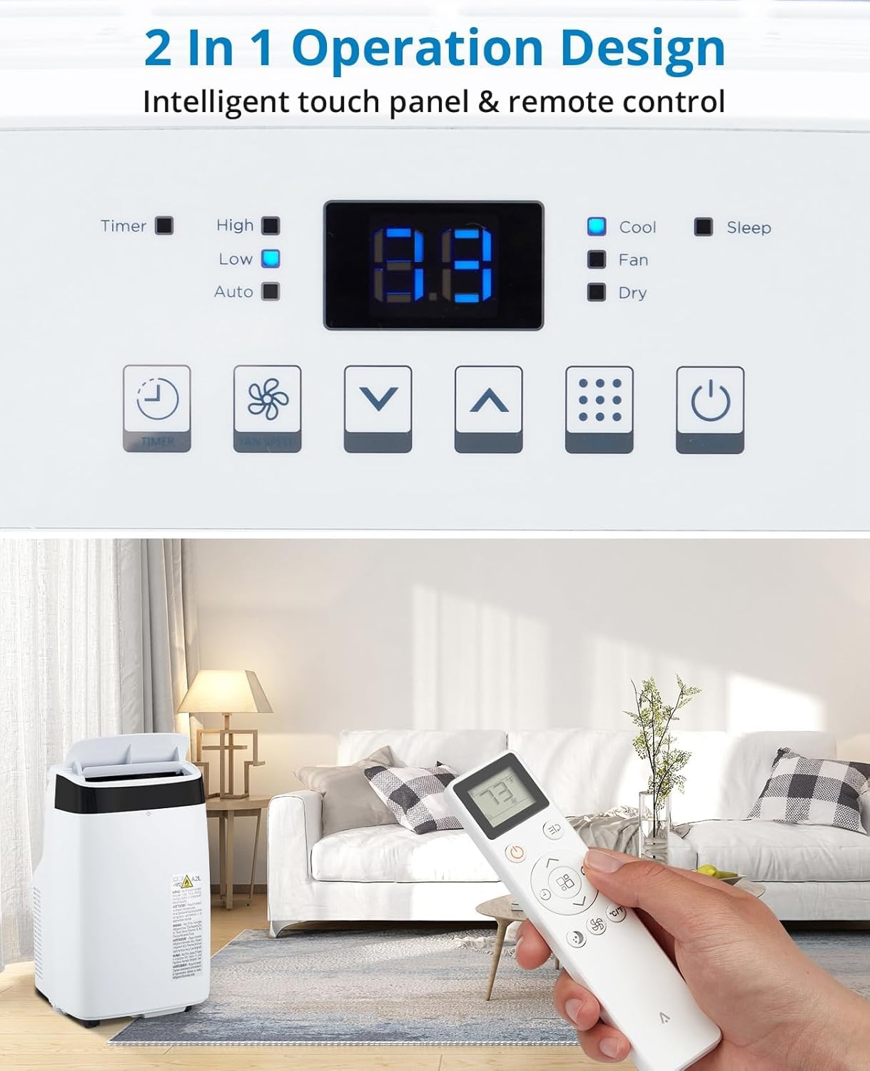 10000 BTU Portable Air Conditioner - 3-in-1 Cooling/Fan/Dehumidifier with Remote, Quiet Freestanding AC Unit | Cools Up to 450 sq.ft, Sleep Mode & 24H Timer