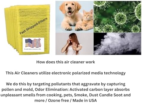 Fast-Shipped-Filters 10 Pack 16x25 Replacement Filter Pads Designed to Fit with MicroPower Guard One Hour Air Cleaner 16x25 Refill Yellow