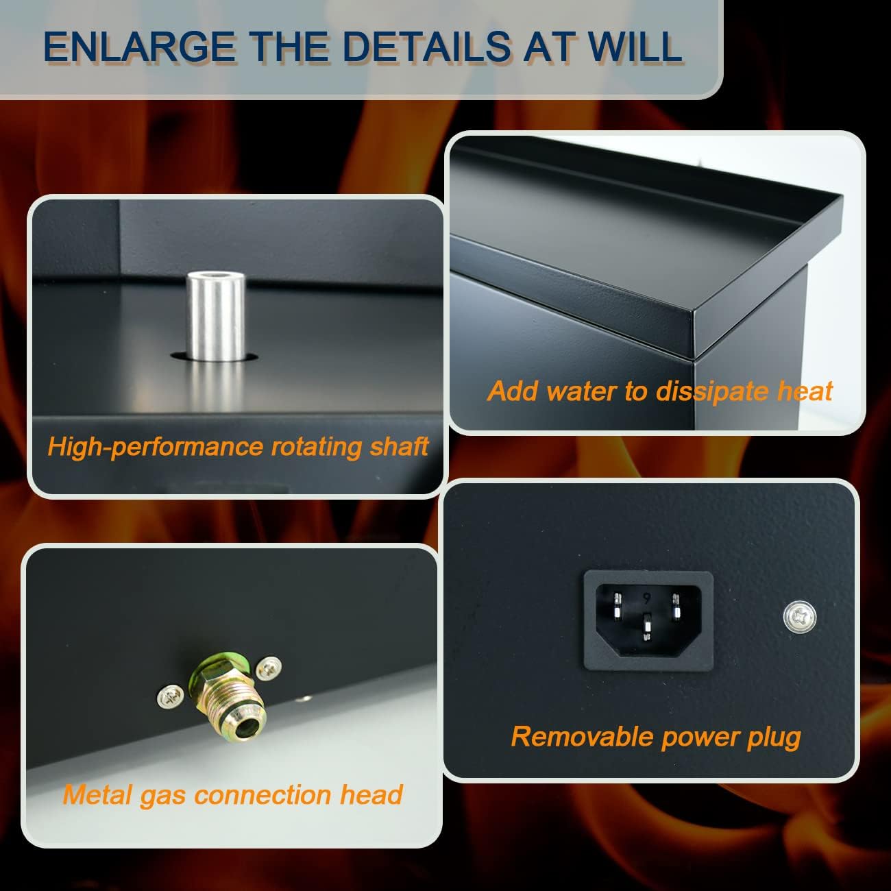 Shawarma Machine Commercial Shawarma Rotisserie Vertical Kebab Broiler Gyro Grill Rotating Kebab with 3 Burner Propane,Black