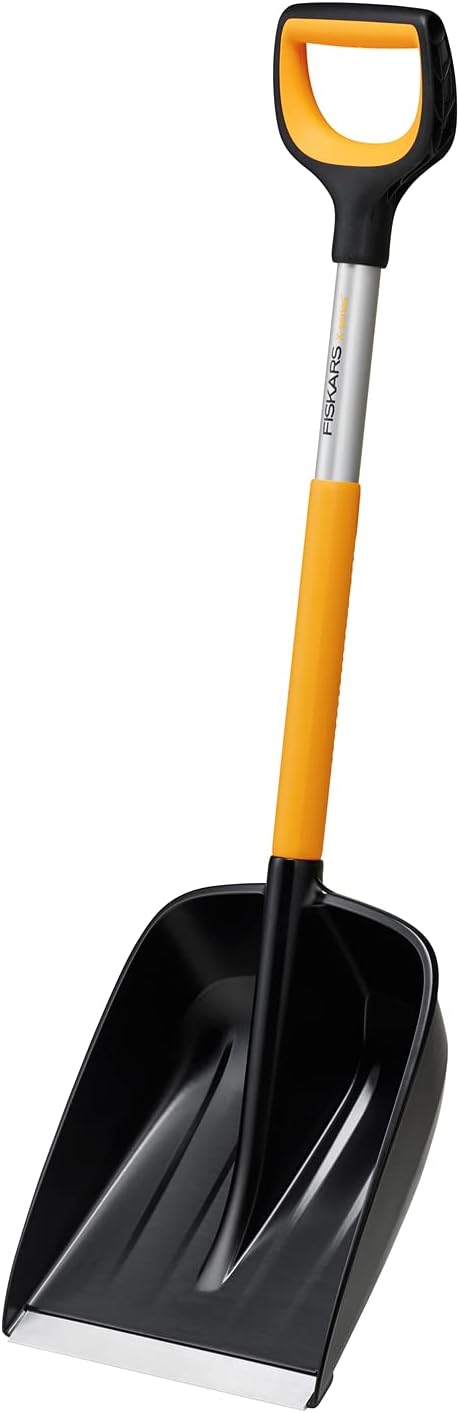 Fiskars Sneeuwschep voor de auto, X-Serie, lengte: 98 cm, Aluminium/polymeer, zwart/Oranje/grijs, 1057393