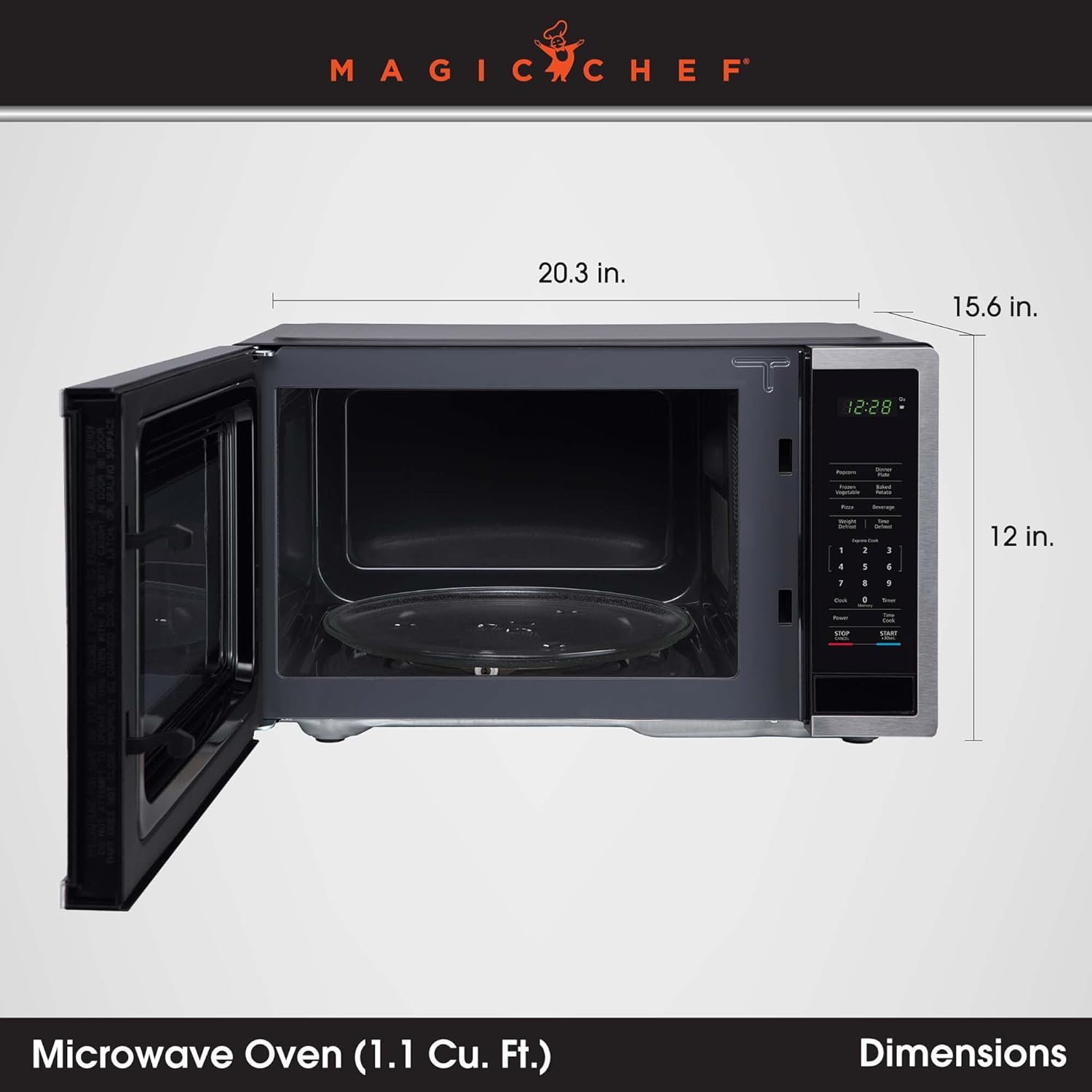 1.1 cu. ft. Countertop Microwave in Stainless Steel with Digital Touch