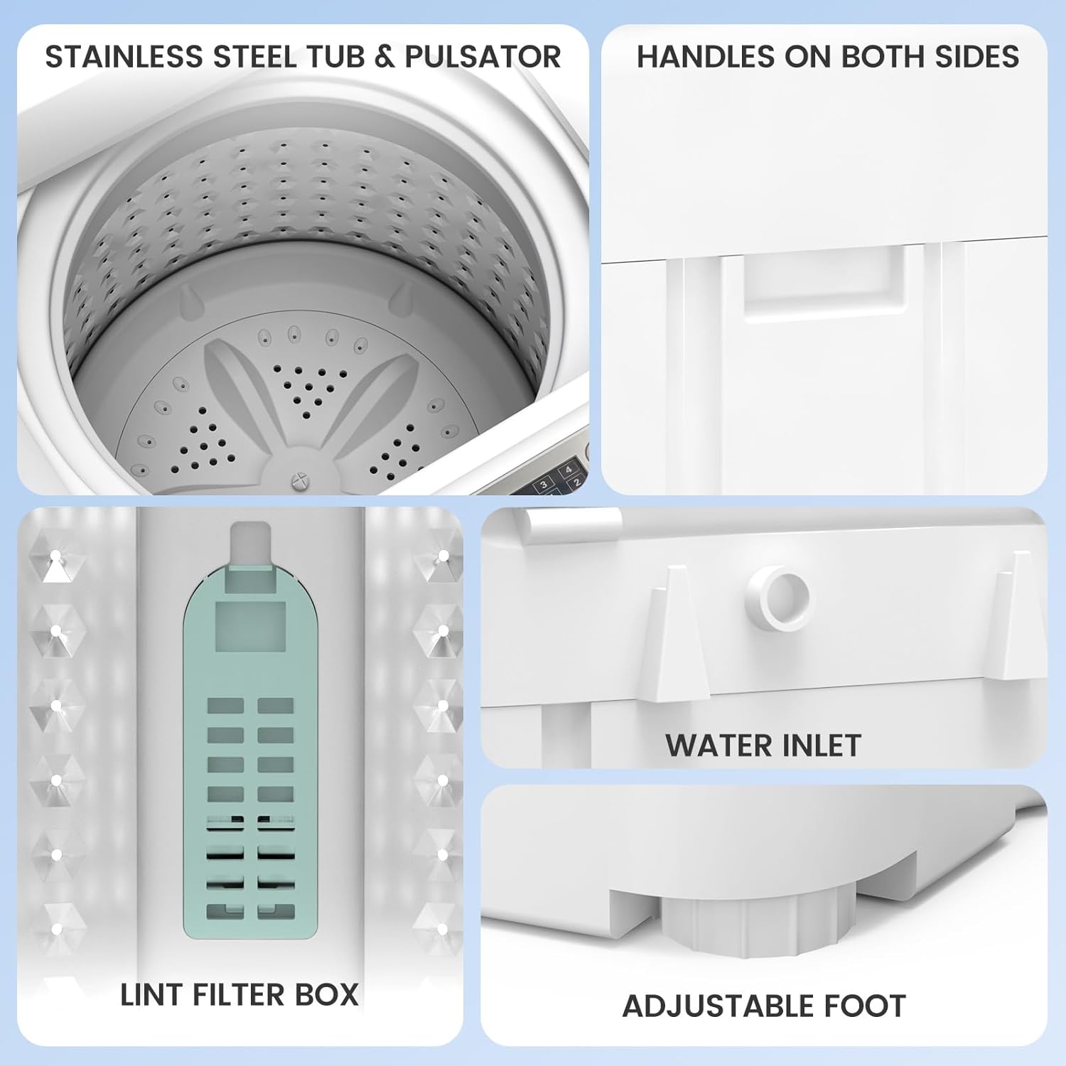 Zynkez 18Lbs Washer and 10Lbs Dryer Combo, Full Automatic Portable Laundry Set with 7 Wash Programs, 5 Dry Modes, Stainless Steel Tub, Compact for Apartments, Dorms, RVs