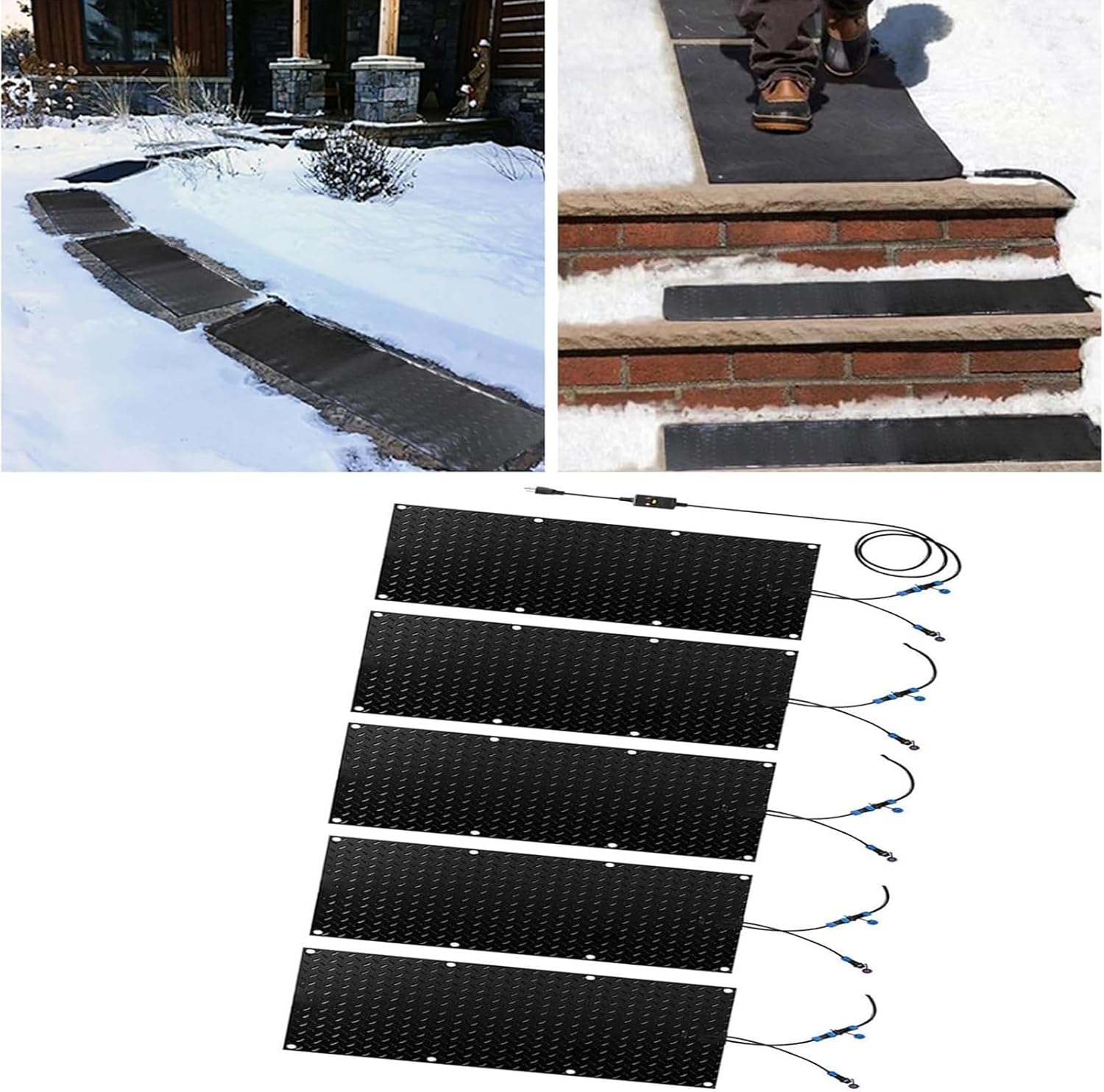 Melting mats Outdoor, Snow Melting mats, Heated Snow Melting Walkway mat, for Winter Snow Removal, Snow and Ice Melting Mats and No-Slip Stair Heating Mats(5 Pcs,40x200cm/15.7x79in)