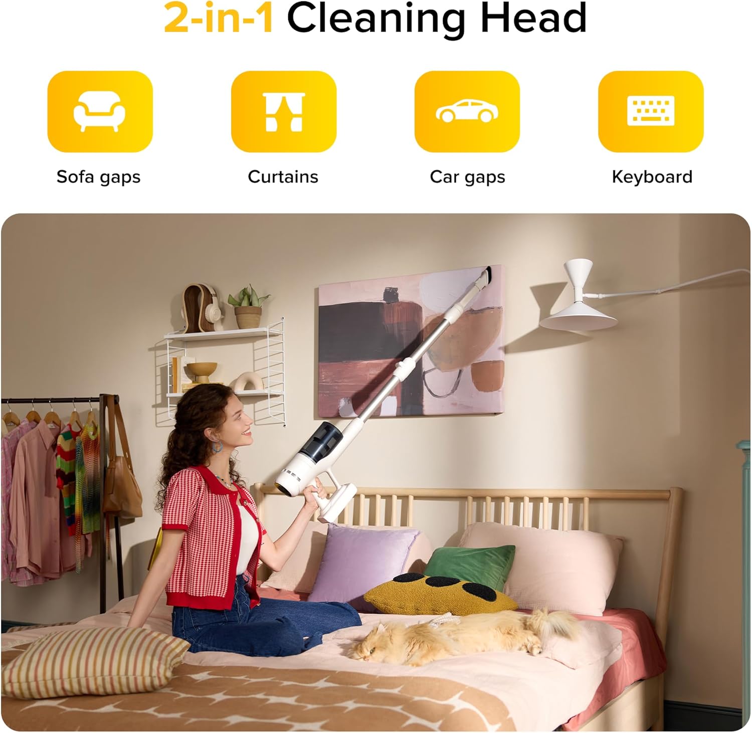 roborock H60 Cordless Stick Vacuum Cleaner, 115AW Suction Power, 60-Min Runtime, 90° Bendable Tube, Dust-Revealing LED, Anti-Tangle Cordless Vacuum Cleaners for Home, Carpets, Hard Floors & Pet Hair