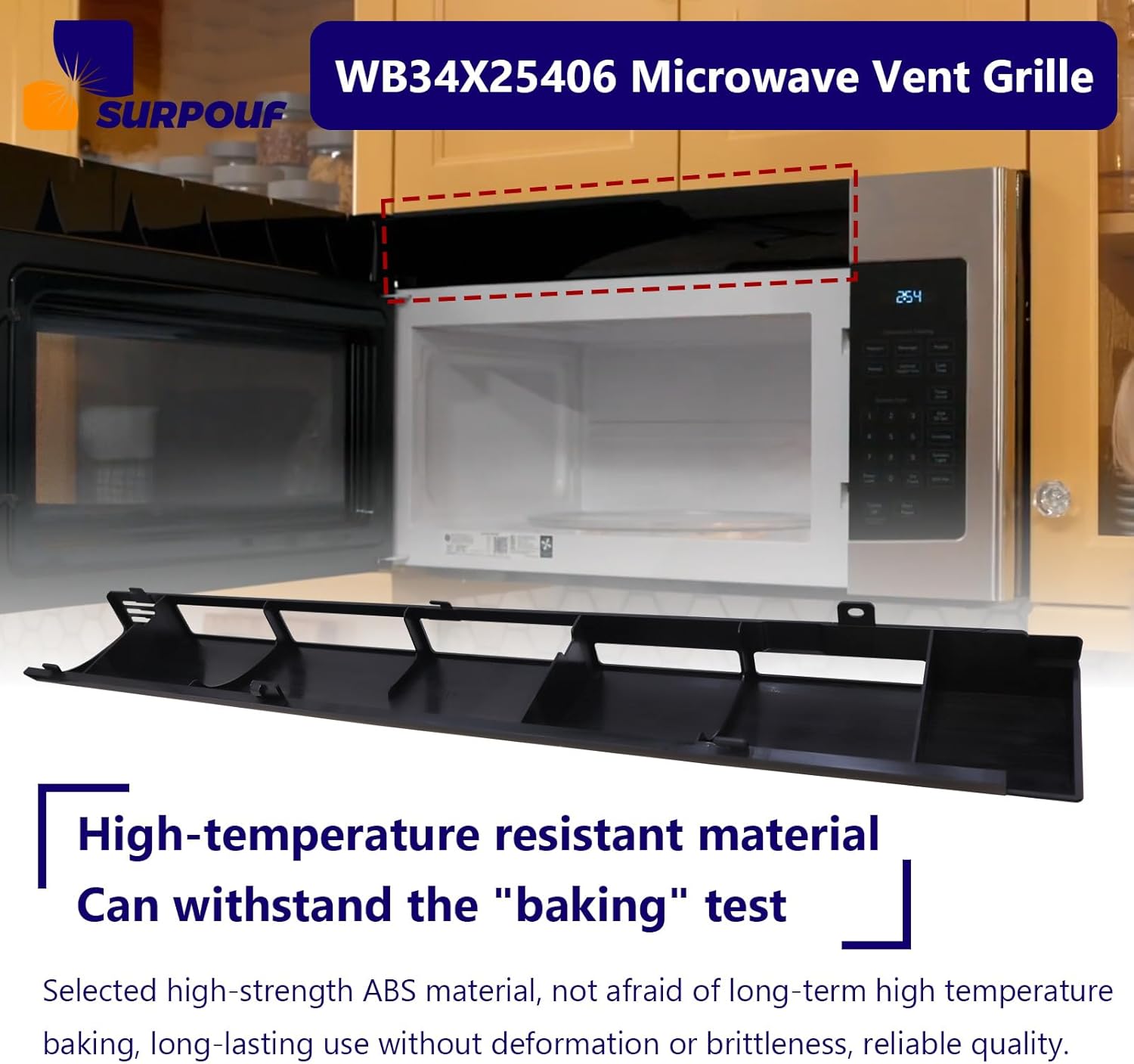 WB34X25406 wb34X25406 Microwave Vent Grille Compatible with GE， Replaces 4465386 AP6040821 PS11774030 EAP11774030