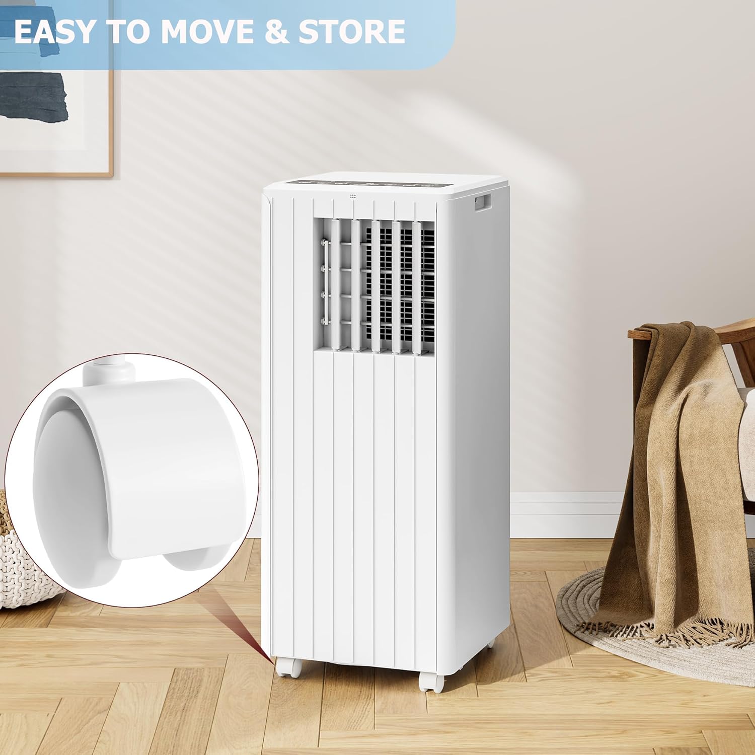 8,000 BTU Portable Air Conditioner, 3-in-1 AC Unit with Built-in Cool, Dehumidifier & Fan Modes for Room up to 350 sq.ft, 2 Fan Speeds, 24H Timer,Remote Control