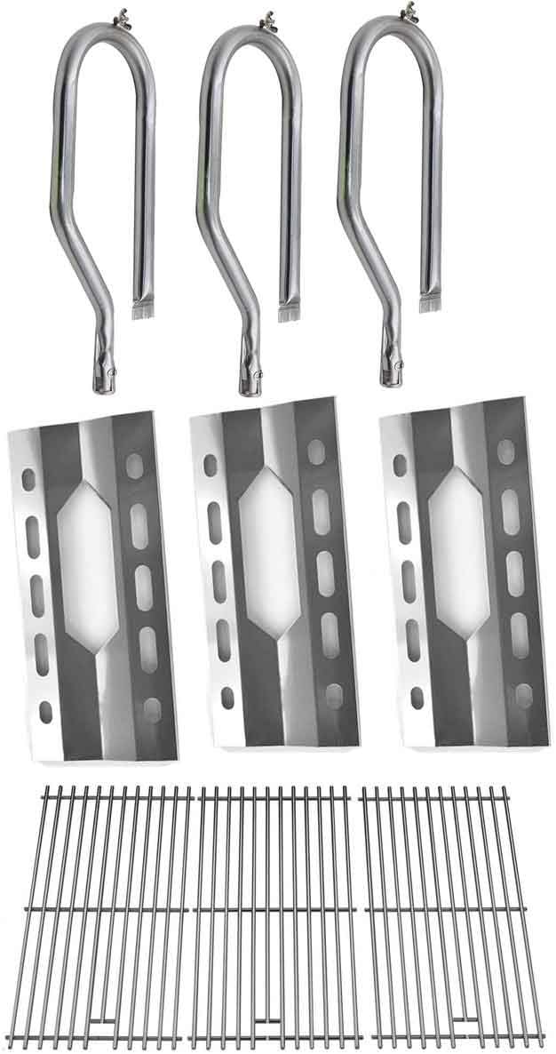 Replacement Kit for Nexgrill 720-0047, 720-0108, Kirkland 720-0011, Virco & Costco 720-0021-LP Included 3 Burners, 3 Heat Plates & Stainless Steel Cooking Grates Set of 3