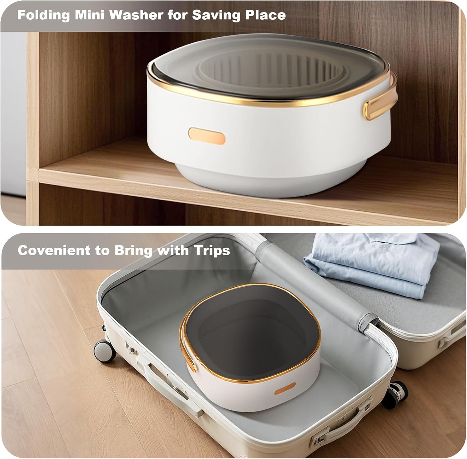 Portable Washing Machine, 13 L Foldable Mini Washer with with 4 Modes and Spin Basket Deep Cleaning of Underwear Baby Clothes and Small Clothes for Apartments Dorm RV Travel Hotel Laundry