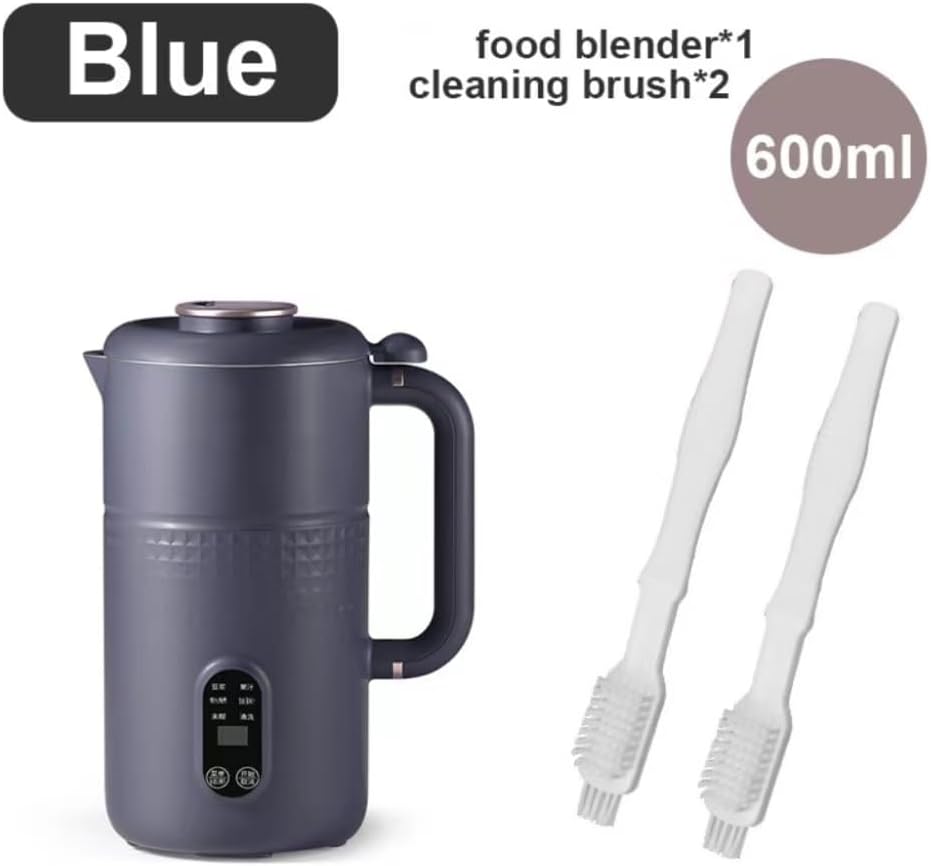 600ml Household Food Blender Soymilk Maker 304 Stainless Steel Multifunctional Automatic Heating Food Blender Household 220V (Color : Blue, Size : UK Plug)
