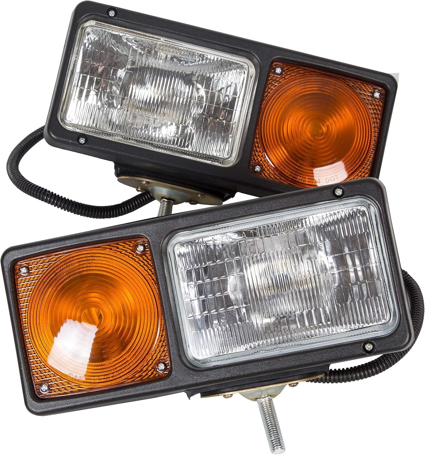 HECASA Universal Trunk Snowplow Lights Plastic Clear Lens+Black Housing Replacement For 64261-4 Halogen