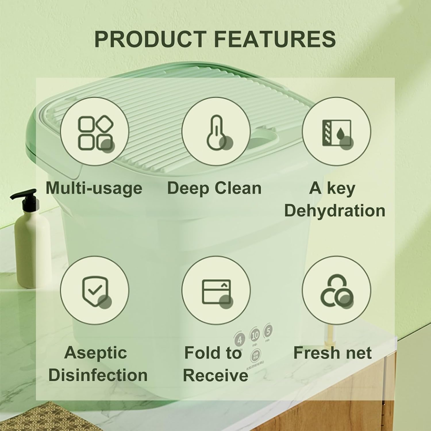 Portable Washing Machine, Mini Washer with 3 Modes Deep Cleaning for Baby Clothes, Underwear, Dorm, Camping, Travel (Color : Blue)