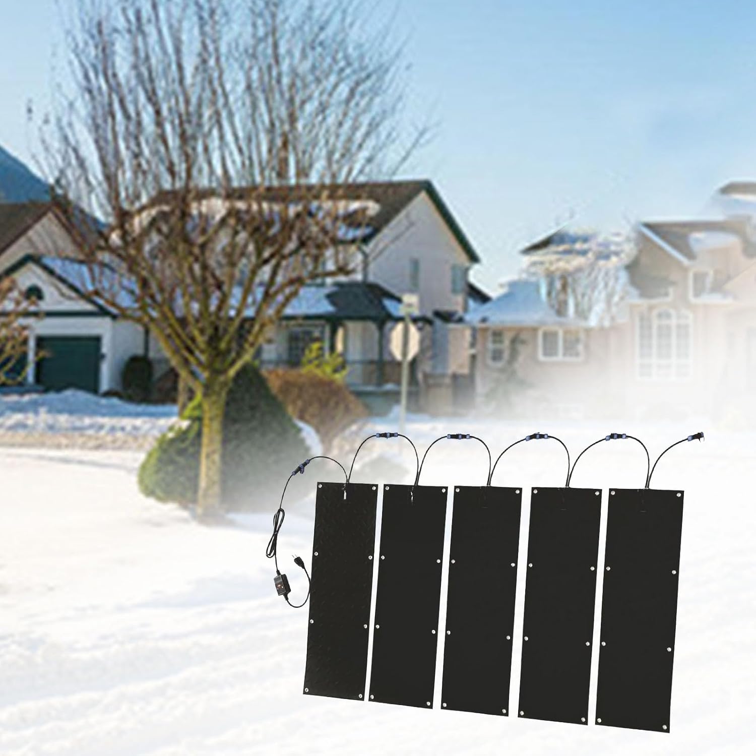 10 x 30in Snow Melting Mats Outdoors,No-Slip Stair Heating Mats with 5FT Cord, 2