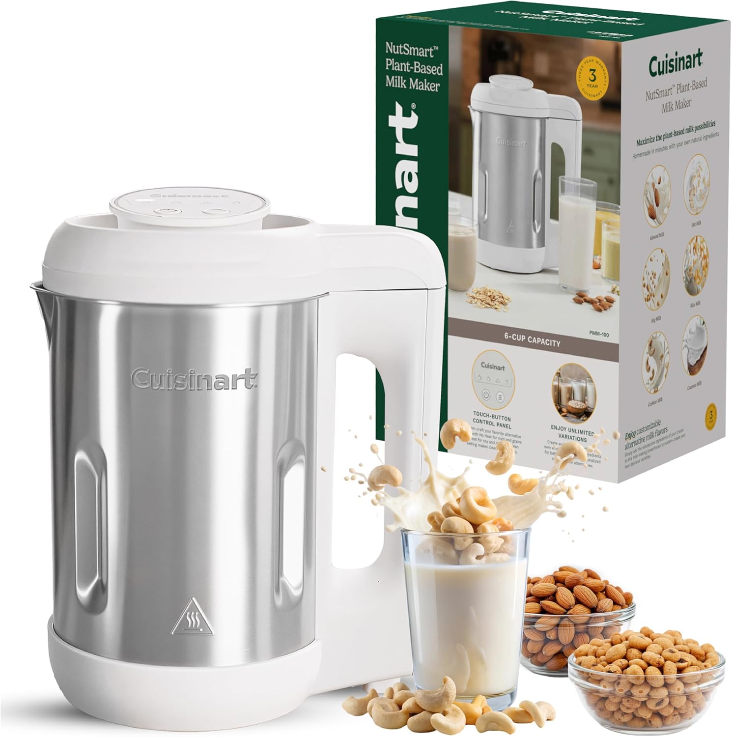Cuisinart NutSmart 50 Oz Nut Milk Maker Machine Makes Milk in 60 Seconds, Easy to Use and Clean, Perfect for Almond Milk, Soy Milk, Oat Milk, Made with BPA Free Stainless Steel