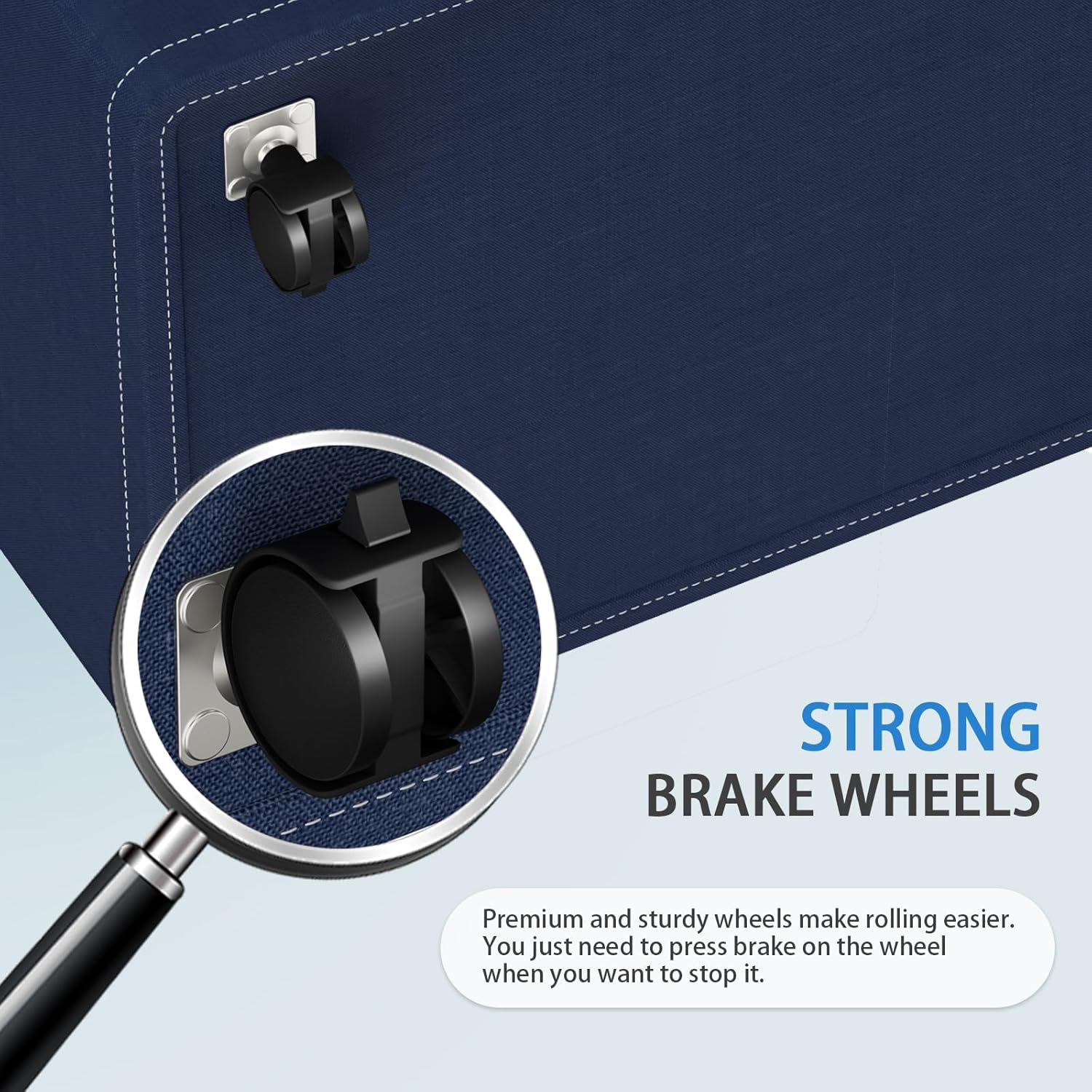 HomeHacks 90L Rolling Laundry Hamper with 4 Smooth Wheels, Collapsible Waterproof Clothes Basket, Freestanding Tall Hamper with Extended Handles for Bedroom/Dorm/Laundry Room (Blue)