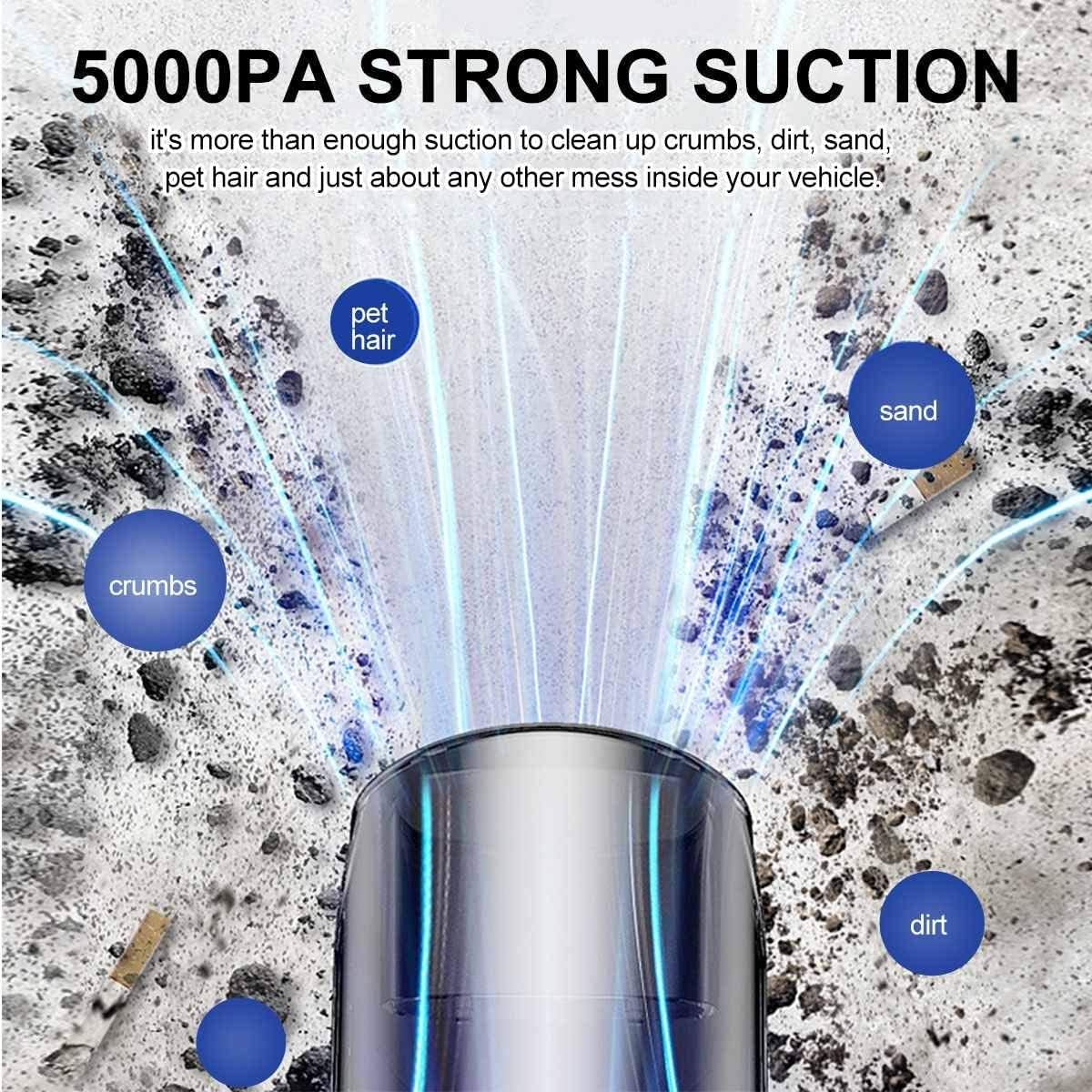 5000PA 120W Portable Cordless Car Vacuum Cleaner Handheld Wet and Dry Vaccum Cleaner(Color:Black)