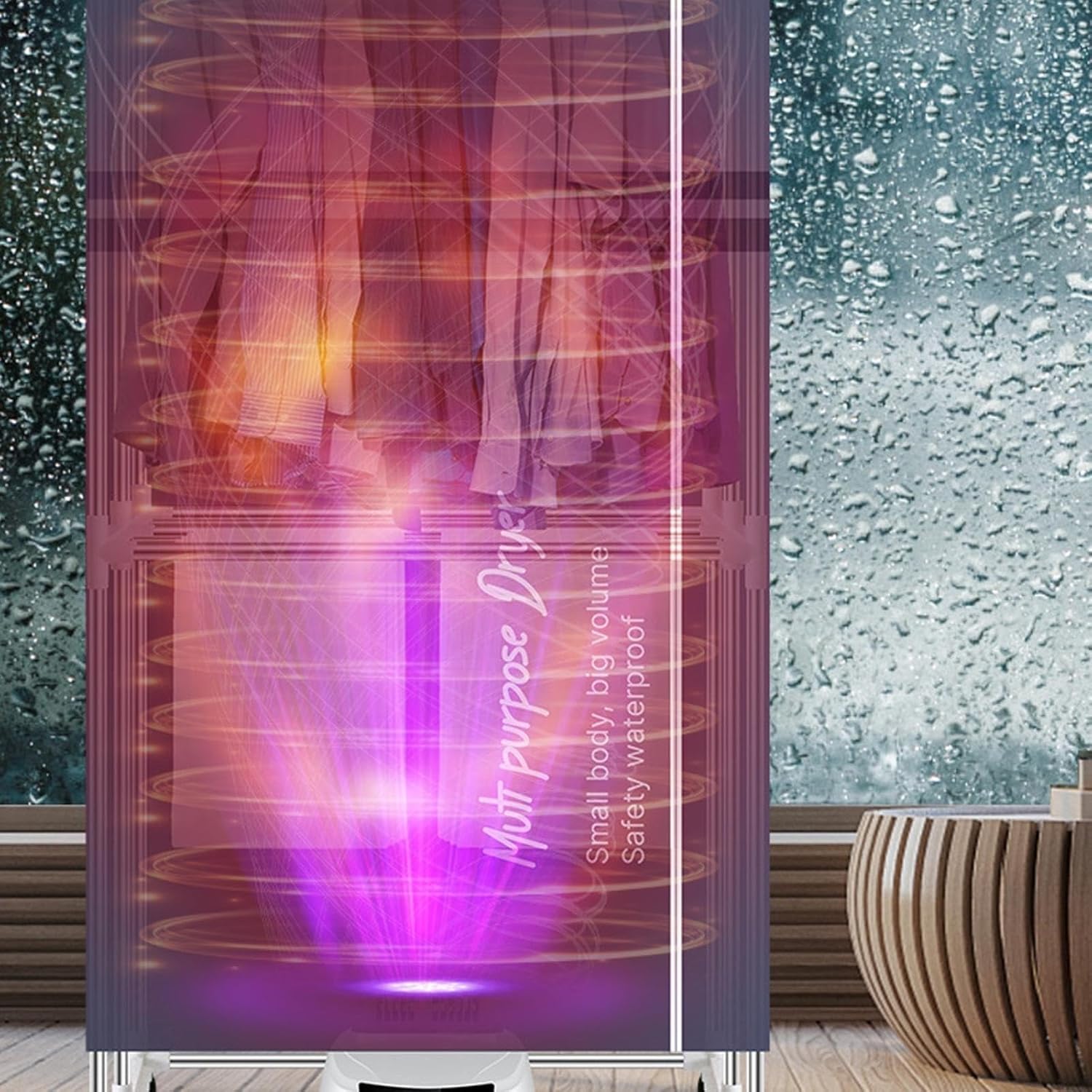 Compact Dryer, Indoor Clothes Heated Airer, Remote Control Multiple Gears Dry Soon, for Apartment,Rv,Travel,Housework (Color : Blue)