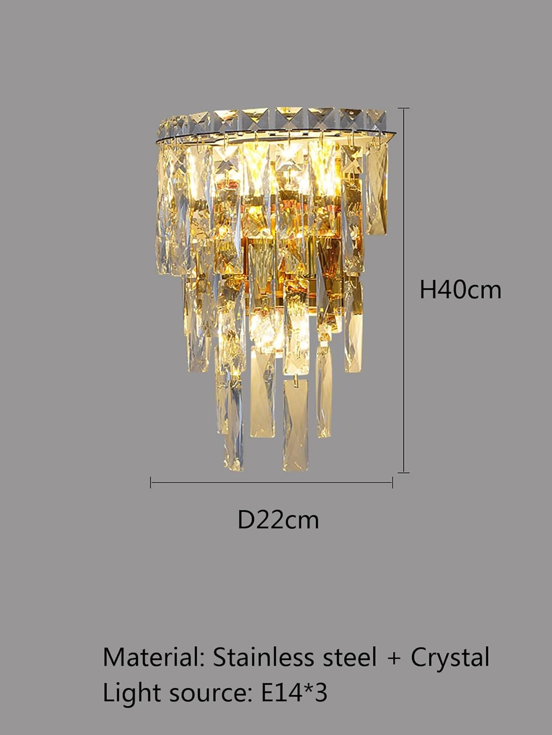 Modern Lustre Gold/Chrome LEDs Crystal Wall Lamp for Interior Living Room Background Wall Bedroom Bedside Corridor Room Decor,Household