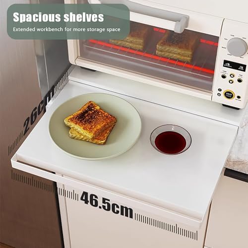 Steel Microwave Stand Countertop with Pull-Out Tray,Kitchen Countertop Pull-Out Organizer,Coffee Tray, Microwave Oven Bottom Rack for Kitchen