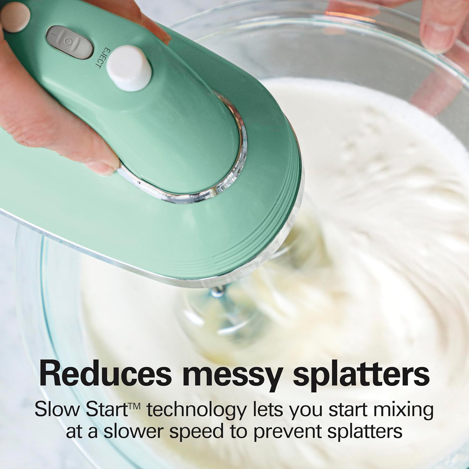 Hamilton Beach Vintage-Style 5-Speed Electric Hand Mixer, Powerful 1.3 Amp DC Motor for Effortless Mixing & Consistent Speed in Thick Ingredients, Slow Start, Beaters and Whisk, Green (62601N)