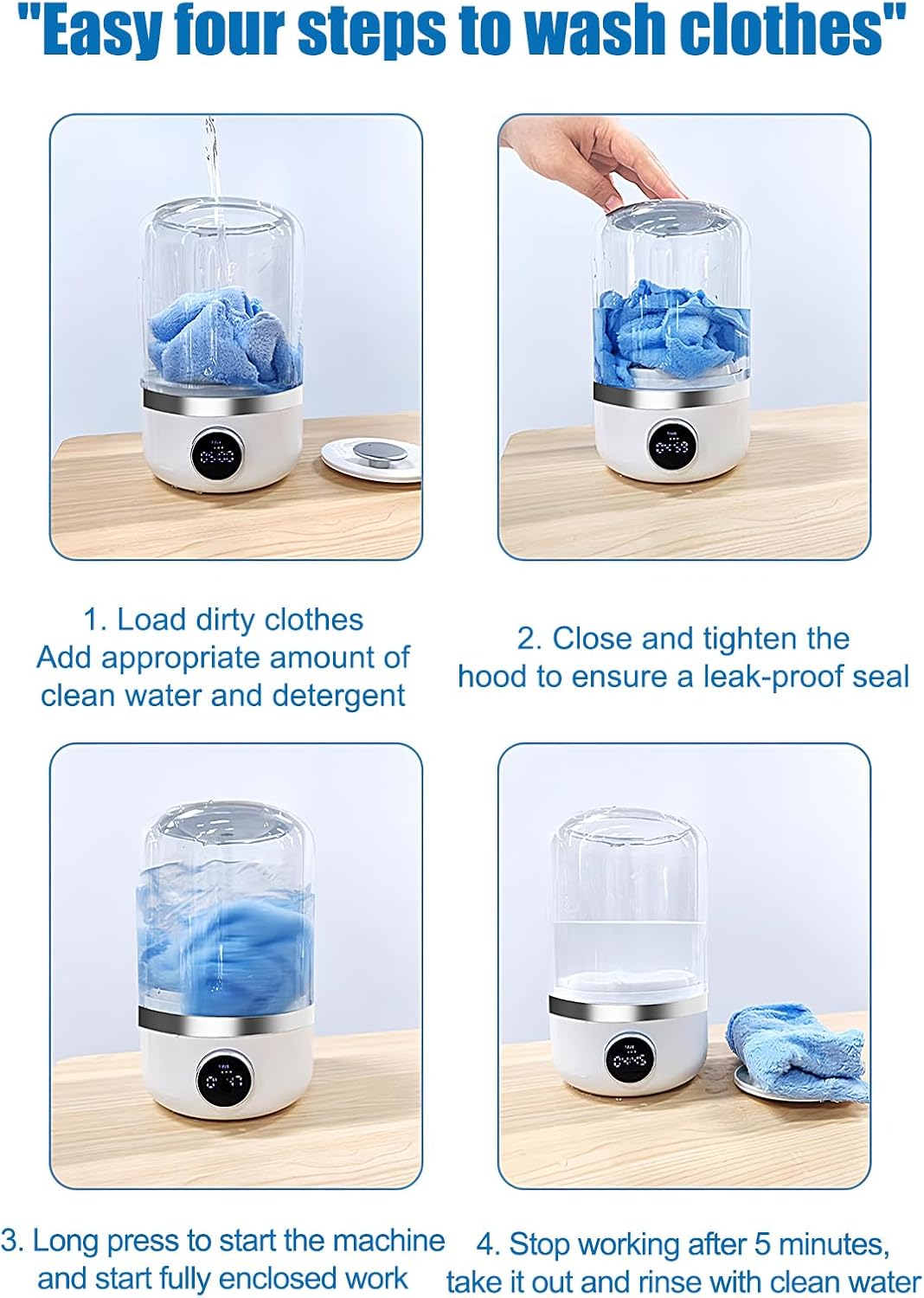 Ye02 Portable Washer | Ye02 Underwear Washer,Portable Rechargeable Cordless Miniature Washing Machine, Miniature Laundry Washing With 2 Modes Cleaning,Energy Class E