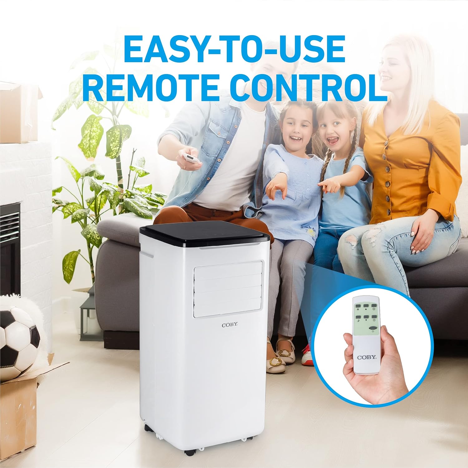 COBY Portable Air Conditioner 3-in-1 AC Unit, Dehumidifier & Fan, Air Conditioner 9,000 BTU Portable AC Unit for 400 Sq. Ft. with Remote Control, 24-Hour Timer, & Installation Kit