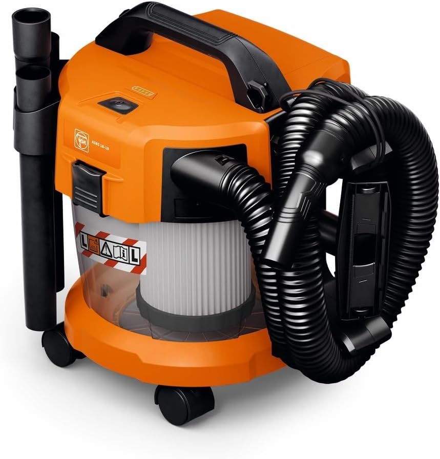FEIN Wet Dry Vacuum Cleaner AMPShare Li-Ion Battery Cordless Dust Extractor Class L 10 Litres Portable Lightweight Compact Extractor Dustex 10 ASBS L-Class 92604203010