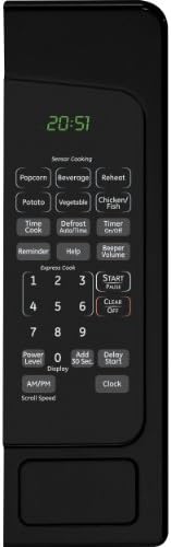 GE JES2051DNBB Countertop Microwave Oven, 1,200-watt Capacity, 2.0 Cubic Ft., 8 Auto Setting Cooking Settings, Kitchen Essentials for the Countertop, Dorm Room or Apartment, Black