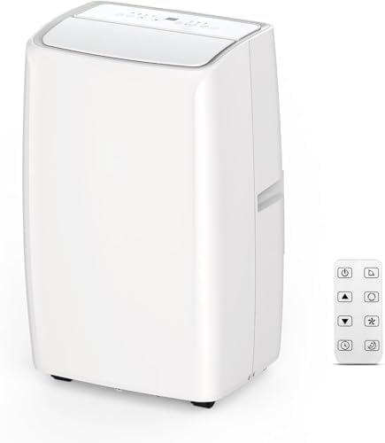 Portable Air Conditioners, 14000 BTU Compact Portable AC with Remote, 4-In-1 Cooling, Dehumidifier, Sleep, Fan Modes, Includes Window Kit for Easy Installation, Cools Rooms up to 750 Sq. Ft., White