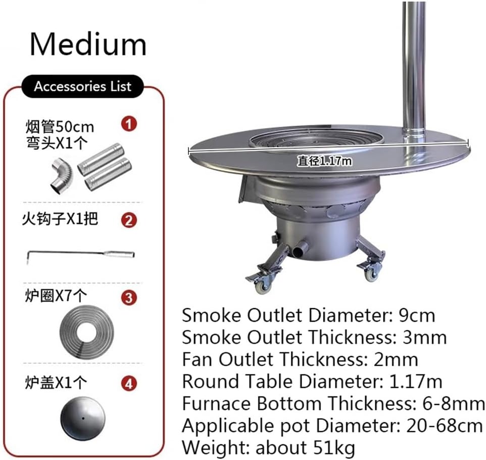 Fire Pits ﻿ Household Wood Stove Rural Wood Stove Rural Movable Pulley Floor Pot Heating Stove with Tabletop Firewood stove(Medium)